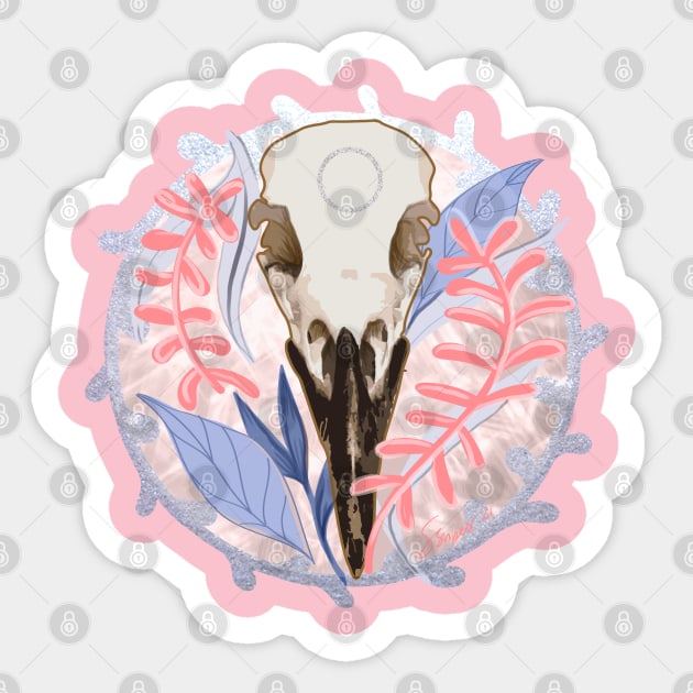 Bird Skull Wreath Sticker by Sierra Snipes Studio